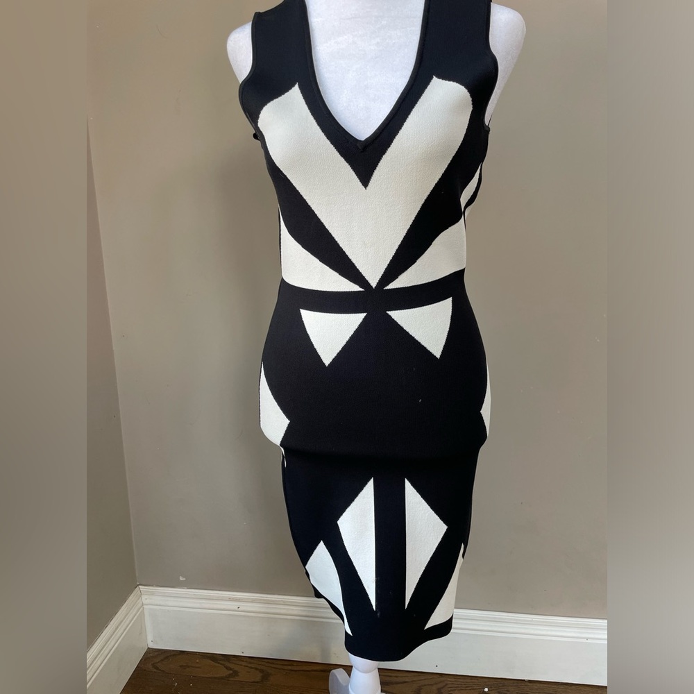 Black and white geometric dress